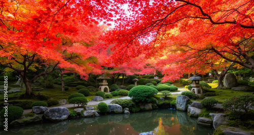 Rikugien Garden with beautiful autumn leaves, Japan,Tokyo,Bunkyo, Tokyo
