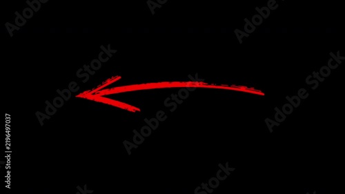 Hand-drawn red arrow animation pointing left, grunge style overlay for editing and presentations