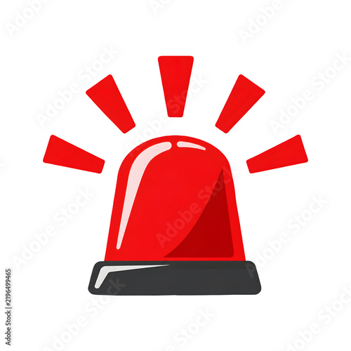 Red flasher emergency siren beacon light isolated on transparent background
