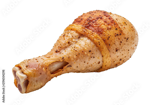 Roasted seasoned chicken drumstick isolated on transparent background