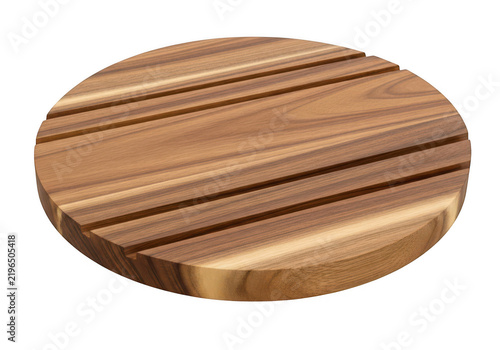 Rustic wooden cutting board with grooves isolated on transparent background