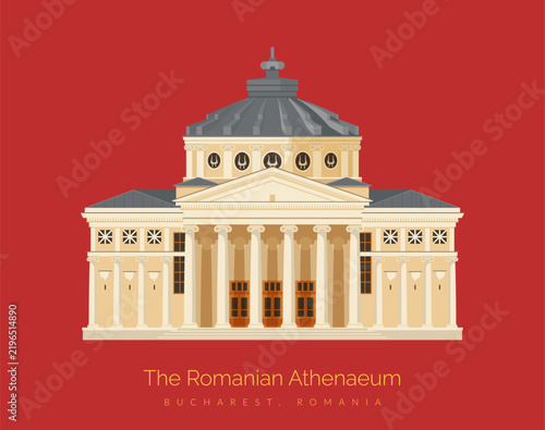 Obraz na plátne Romanian Athenaeum – Historic Landmark of Bucharest - Stock Illustration