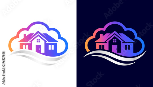 halloweenModern House Inside Cloud Logo for Real Estate and Property Branding