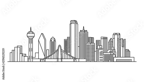 halloweenDallas Texas City Skyline Minimalist Linear Vector Illustration