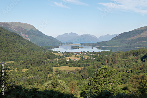 Photography View west from the Pap of Glencoe to Loch Leven, the Ballachulish bridge, Loch Linnhe and the distant  mountains of Ardgour