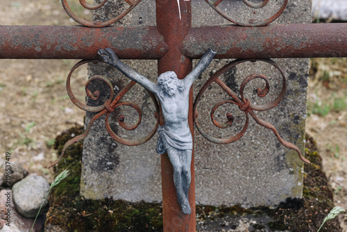 Konstfotografi Old Christian crucifix cemetery background