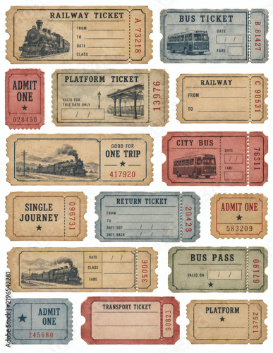 Vintage railway and bus travel ticket collection