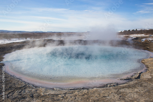 Strokkur geyser in Haukadalur geothermal area Iceland before eruption