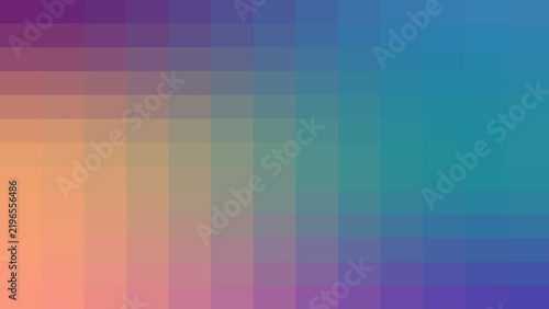 Obraz na plátně Minimalist digital pixel art background with a smooth color gradient shifting from purple to blue and orange, offering a clean and modern aesthetic for tech and design projects