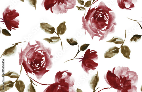 Watercolor flowers pattern. Seamless hand draw floral pattern.