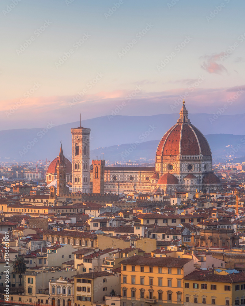 Fototapeta premium Florence Duomo Sunset View Piazzale Michelangelo Cathedral Tuscany
