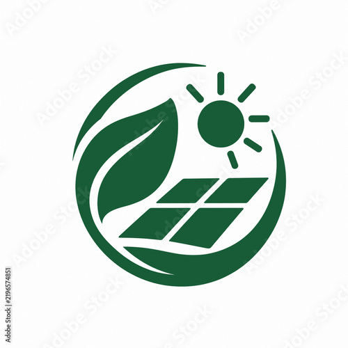 Monochrome forest-green renewable energy emblem for sustainable business