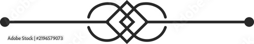 Elegant decorative divider with geometric diamond shape and curved lines for vintage border design