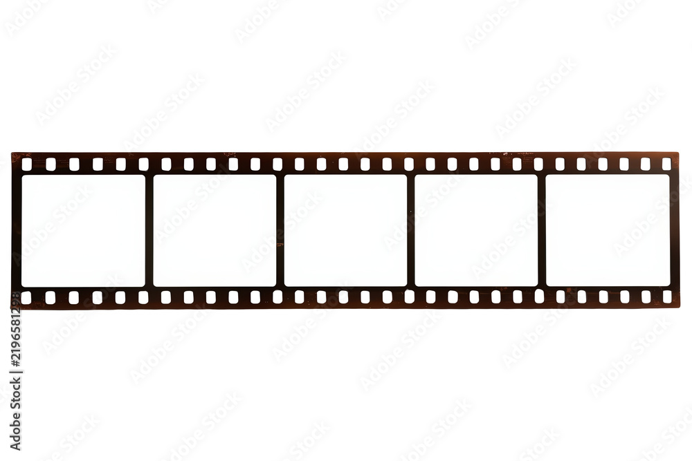 Fototapeta premium Dark vintage film negative strip with five blank exposures