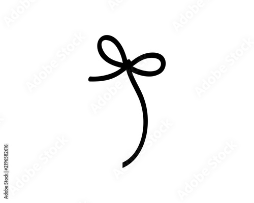 Simple black line art drawing of a decorative bow on a plain white background, minimalist and elegant.