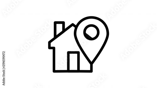 house location pin navigation animation loop motion graphic address home real estate map
