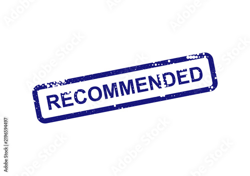 фотографія Blue recommended stamp with bold text isolated on white isolated on transparent