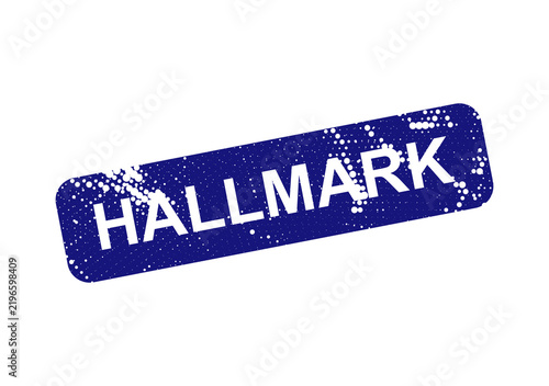 Canvas Print Blue vintage hallmarked stamp or badge with distressed edges isolated on transpa