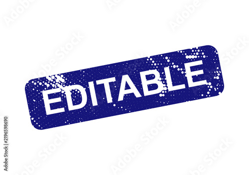 Editable stamp with blue and white color scheme isolated on transparent background, illustration