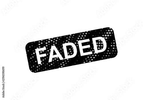 Faded stamp or badge with dotted border isolated on transparent background, illustration