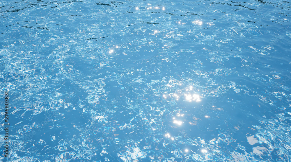 Fototapeta premium Clear Blue Water Surface With Sunlight Reflection Creating Sparkling Patterns In Nature