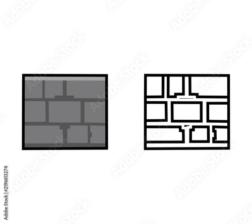 Cartoon Rock Block Pixel Art Style For Coloring Illustration Simple Digital Design