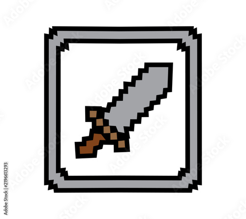Cartoon Sword Game Element Icon Pixel Art Illustration Simple Digital Design