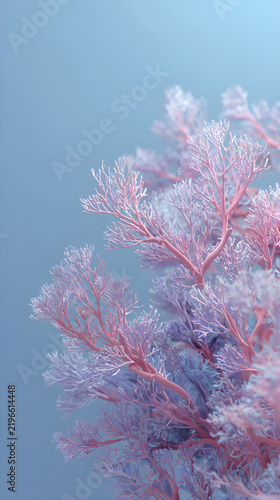 Delicate Coral Branches on Pastel Background