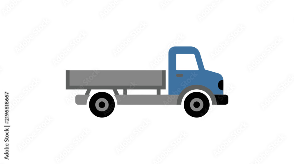 Fototapeta premium Flat Vector Illustration of a Blue Pickup Truck