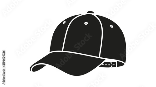 Black baseball cap icon isolated on white background simple vector illustration