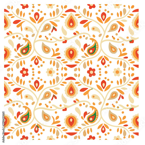 Seamless Floral and Paisley Pattern