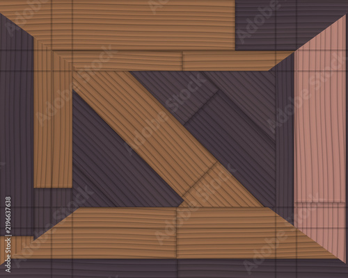 Wood plank geometric pattern with multiple colors