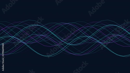 Abstract Teal And Purple Sine Wave Oscillations On Dark Background