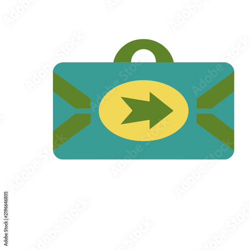 Teal briefcase with green arrow on yellow oval