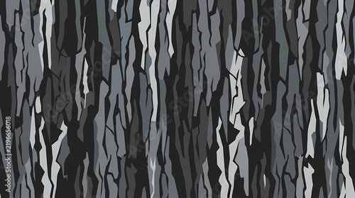 Seamless dark gray and black tree bark camouflage pattern background vector illustration