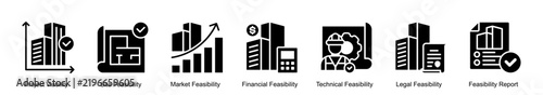 Construction Feasibility Study Infographic Solid Style Icon Assets