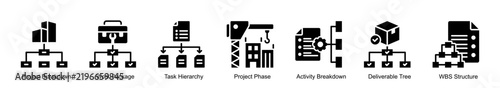 Work Breakdown Structure Infographic Solid Style Icon Assets
