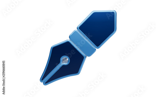 Quadro su tela Glossy blue fountain pen nib icon isolated on transparent background for writing