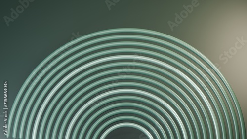 Quadro su tela Abstract 3D rendering featuring elegant concentric glowing light green circles o