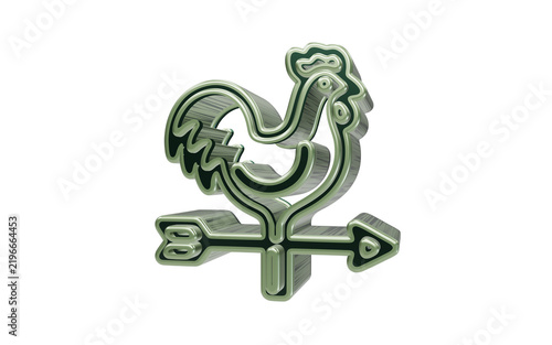 Foto 3D icon of rooster weather vane isolated on transparent background for rural and