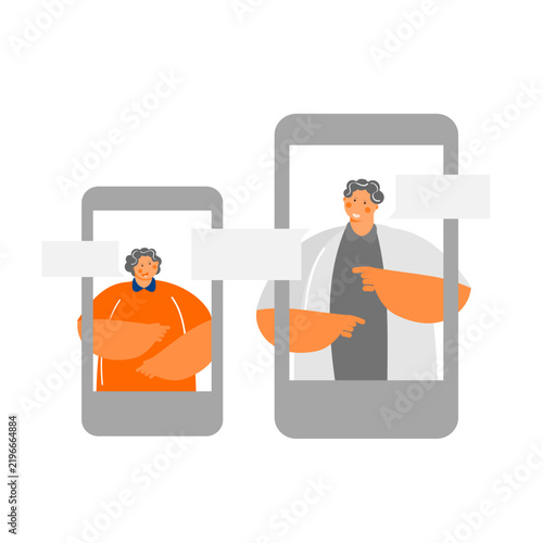 elemedicine Online Doctor and Patient Video Conference Consultation Vector Illustration