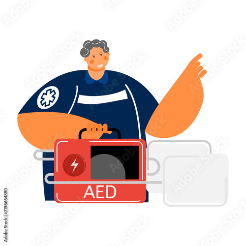 Professional Paramedic with Emergency Life Saving Equipment Vector Illustration