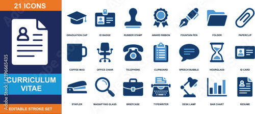 Curriculum vitae resume icons set vector design for job hunting and career building