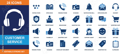 Customer service icons set vector design for helpdesk and technical support solutions