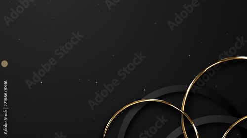 Elegant Black Golden Circles and Sparkle Particles Gold Awards Trailer Titles Cinematic Openers Intro Luxury Background Loop