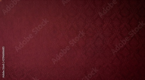 Elegant Deep Burgundy Vintage Damask Patterned Fabric Texture Background for Luxury Design 深みのあるバーガンディカラーのクラシックなダマスク柄が美しいエレガントな布地テクスチャ背景素材