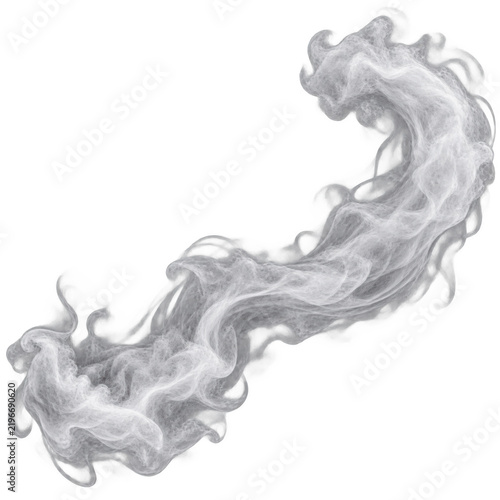 Wispy, swirling white smoke curls and twists in delicate, flowing patterns.