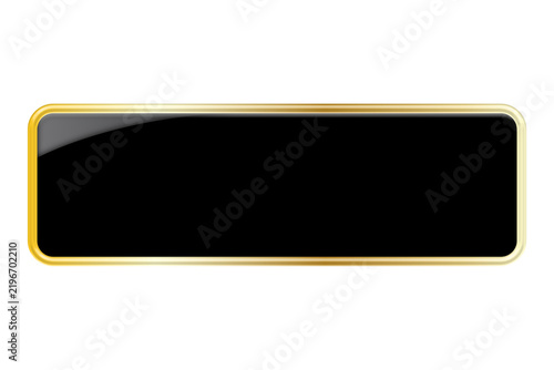 Elegant black nameplate with gold border isolated on transparent background for professional business signage