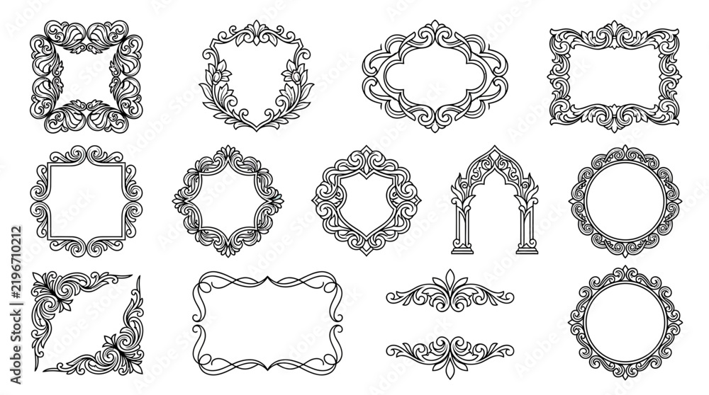 Fototapeta premium Ornate Decorative Borders and Frames Collection
