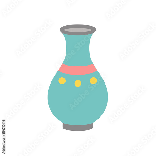 Turquoise vase with pink band and yellow dots